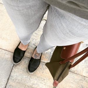 Authentic Chanel Black Leather Espadrilles 39